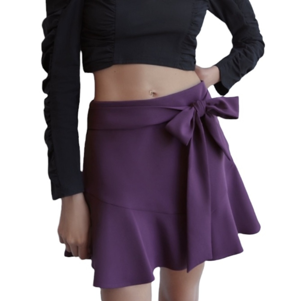 ZARA belted A-line skirt shorts purple plum skorts women’s Size Medium